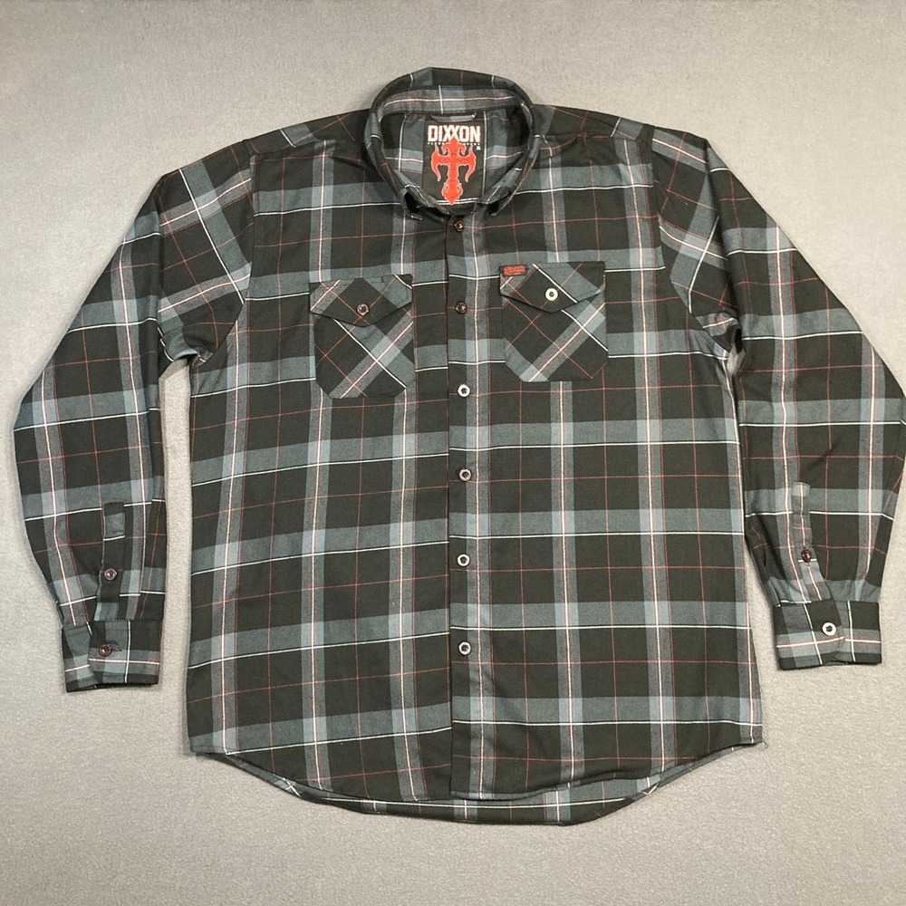 Dixxon Flannel Co Shirt Size XL Black Gray Button Down Long Sleeve The .45